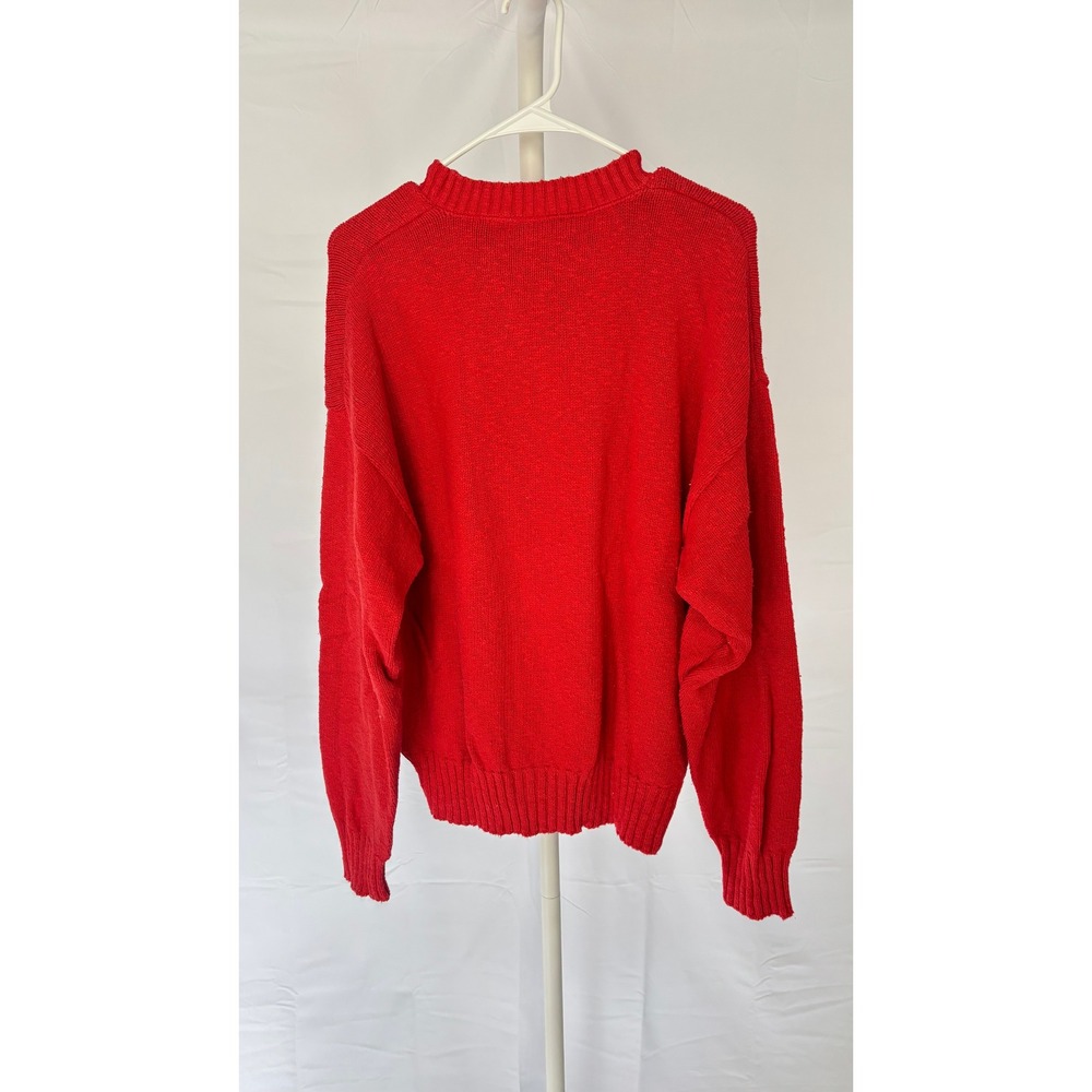 Mens‎ Vintage Northern Isles Red Cotton Knit Sweater Size L Made in USA - Picture 5 of 7